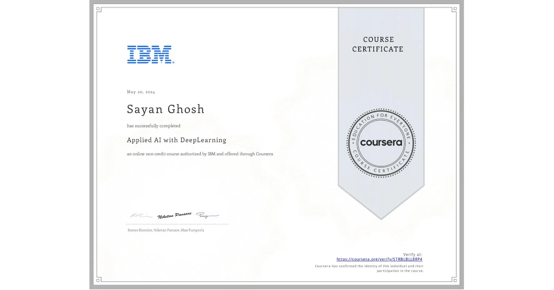 Applied AI with DeepLearning